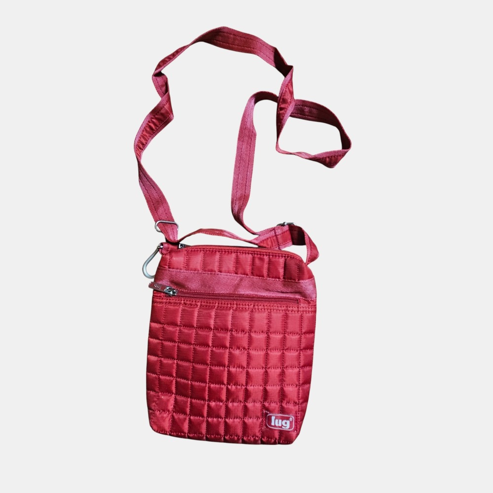 Lug Skipper Quilted Crossbody Bag Travel Purse Adjustable‎ Strap Red Nylon